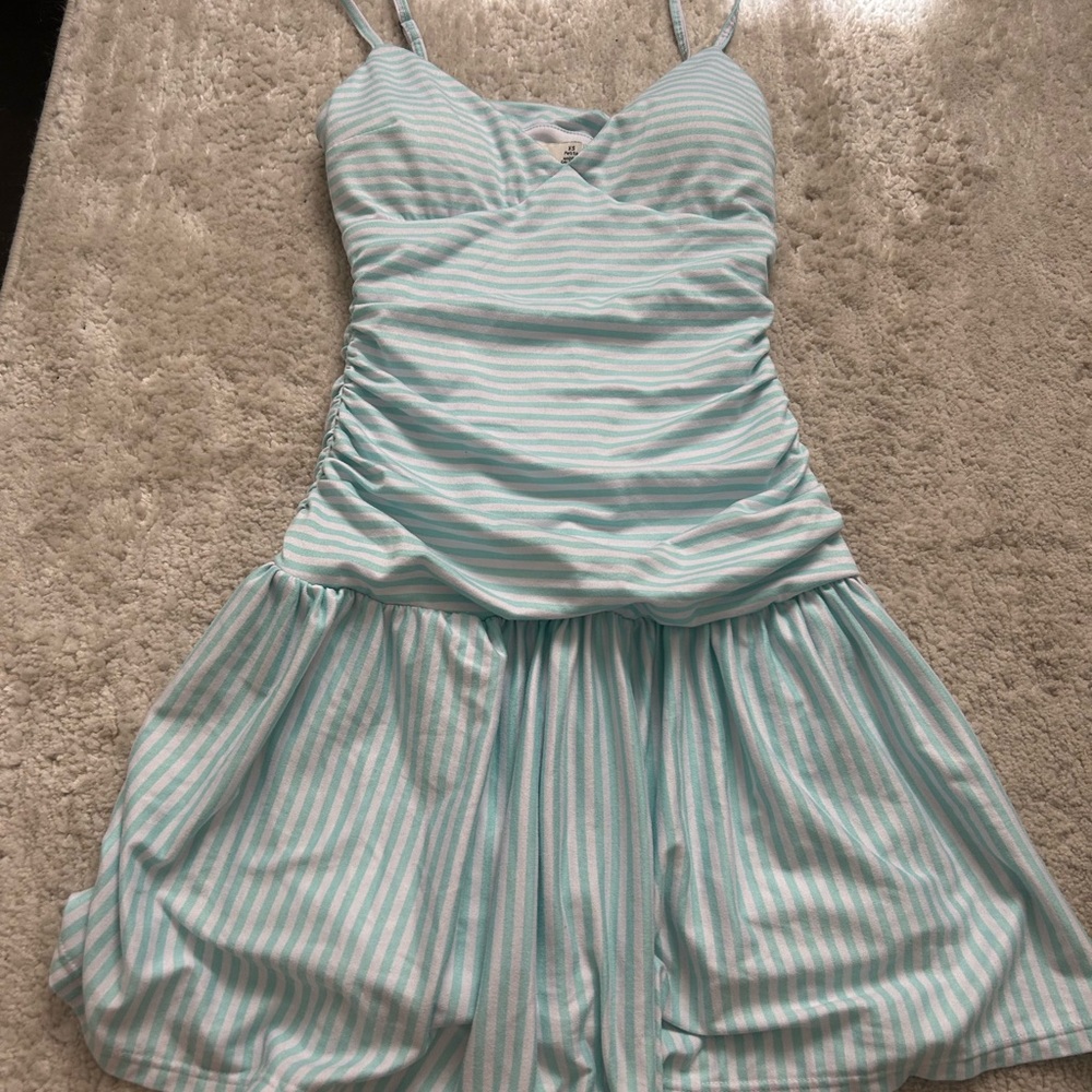 2000’s Y2K Hollister Light Blue & White Striped Women's Micro Mini Dress